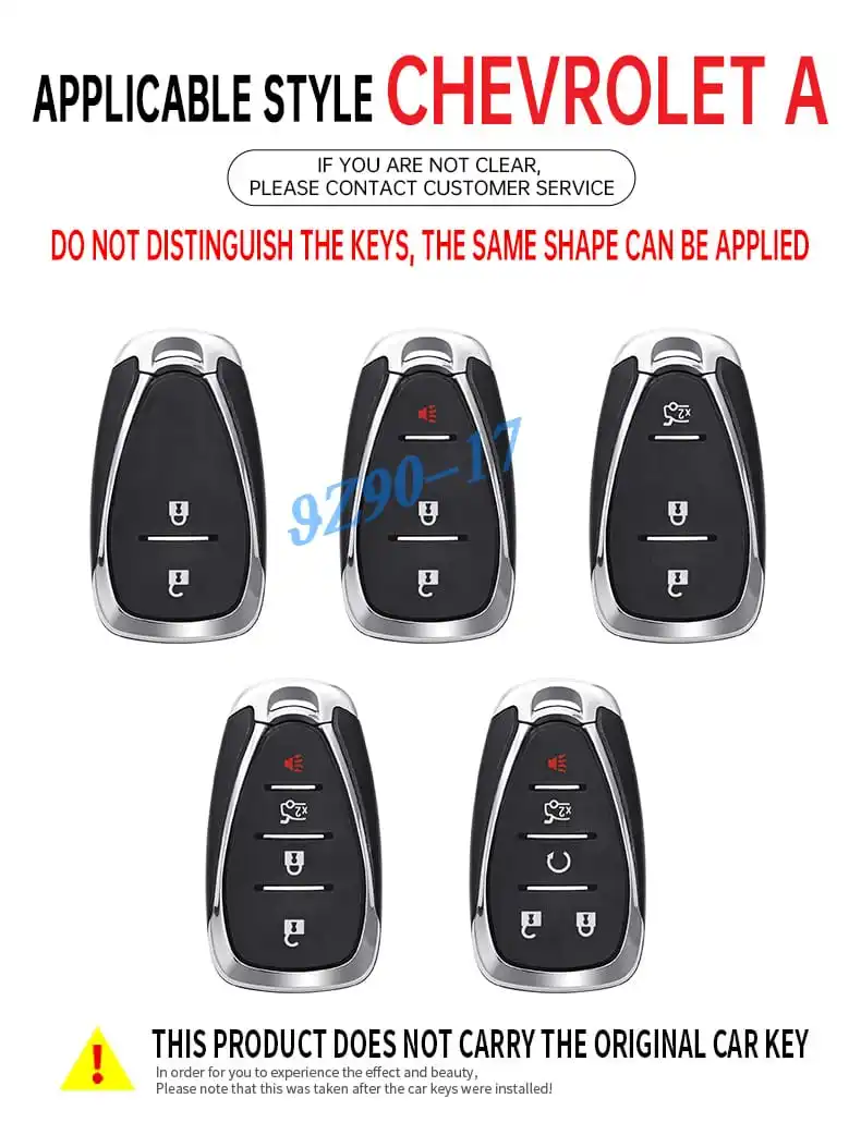 Metal Leather Car Key Fob Case Cover Keychain For Chevrolet Blazer Trax Equinox Cruze Malibu Traverse Trailblazer Camaro view 2