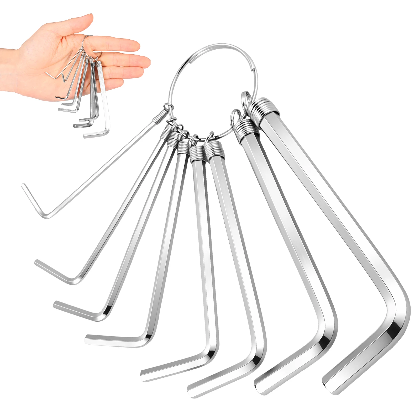 8/10-teiliger Sechskantschlüsselsatz 1,5-10mm, Professioneller Inbusschlüsselsatz aus 45 Stahl, L-förmiger Sechskantschlüssel mit Schlüsselring