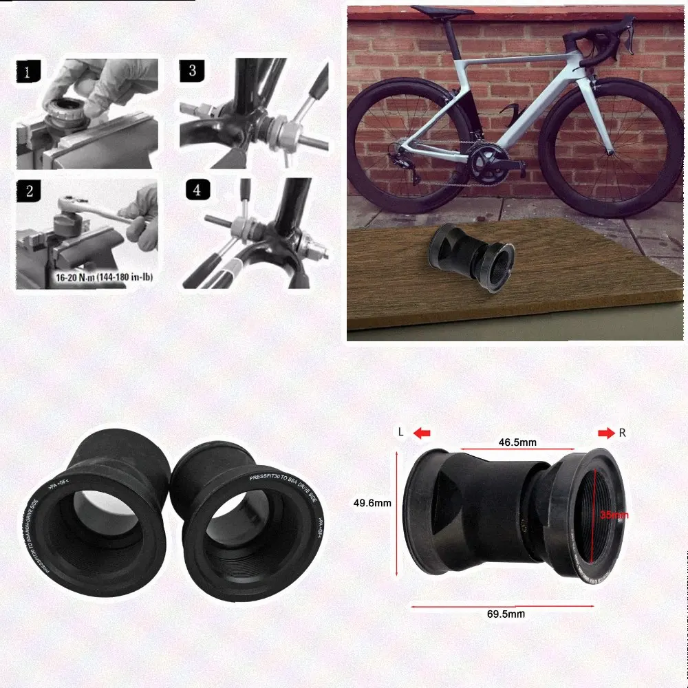 Bike Bottom Bracket Adapter Convert BB30 PF30 to for bsa with Compatibility for 46 To 24mm Chainsets Made from Plastic