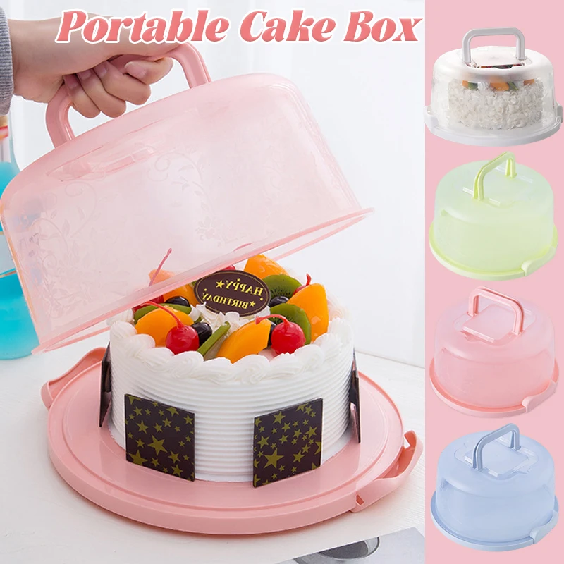 

21x25x13cm Portable Handheld Cake Box Kitchen Home Party Bakery Food Round Package Storage Container Preservation Supplies