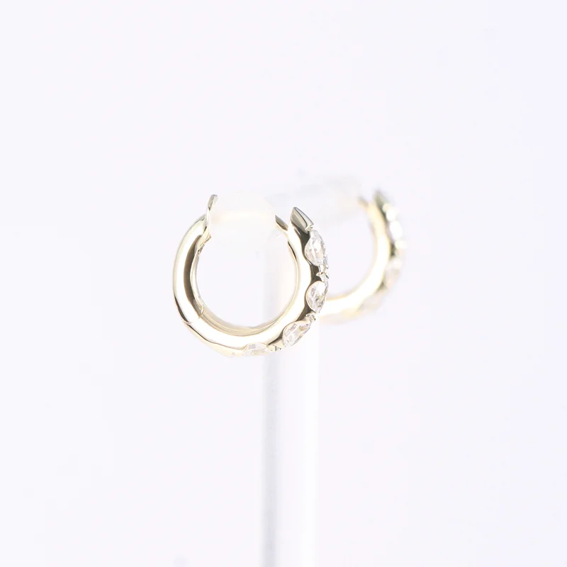 9K/14K/18K Yellow Gold Lab Created Diamond Drop Earrings VS/VVS Round Cut Lab Diamond Hoop Earrings Fashion Jewelry For Women - view 3