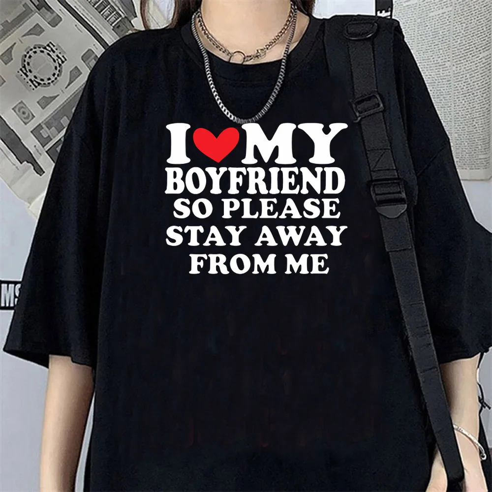 i Love My Boyfriend top tees teen hip hop 80s harajuku  women Retro Punk top tees Breathable Digital Classic 2000s 80s