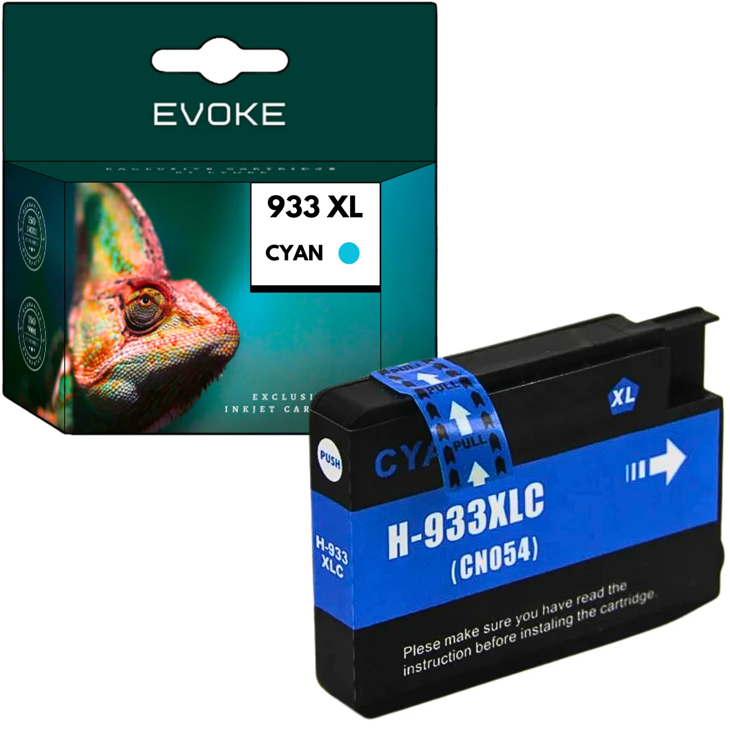 Evoke Compatibele Inkt voor Hp 933XL Hp933 Cn054Ae Cyaan 13 ml 1260 Pagina's Officejet 6100 6600 6700 Premium 7110 7510 7600 7610 7612