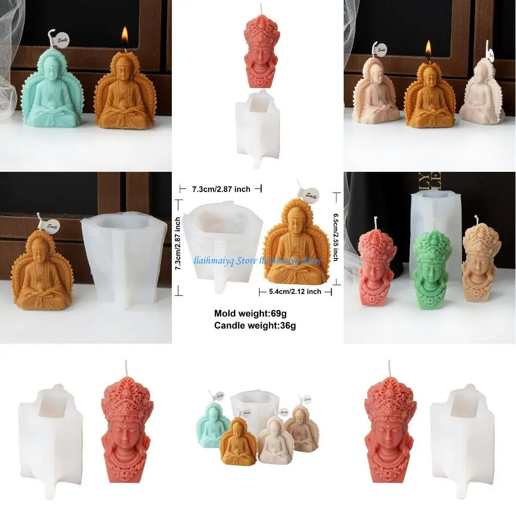 

573B 3D Buddhas Silicone Mold Prayer Girl Resin Mold Concrete Cement Gypsum