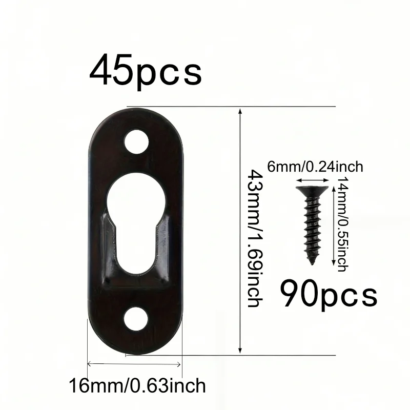 45 Hooks + 90 Screws Black Space-Saving Wall Hangers, Sturdy Hardware for Pictures, Frames, Cabinets & Mirrors