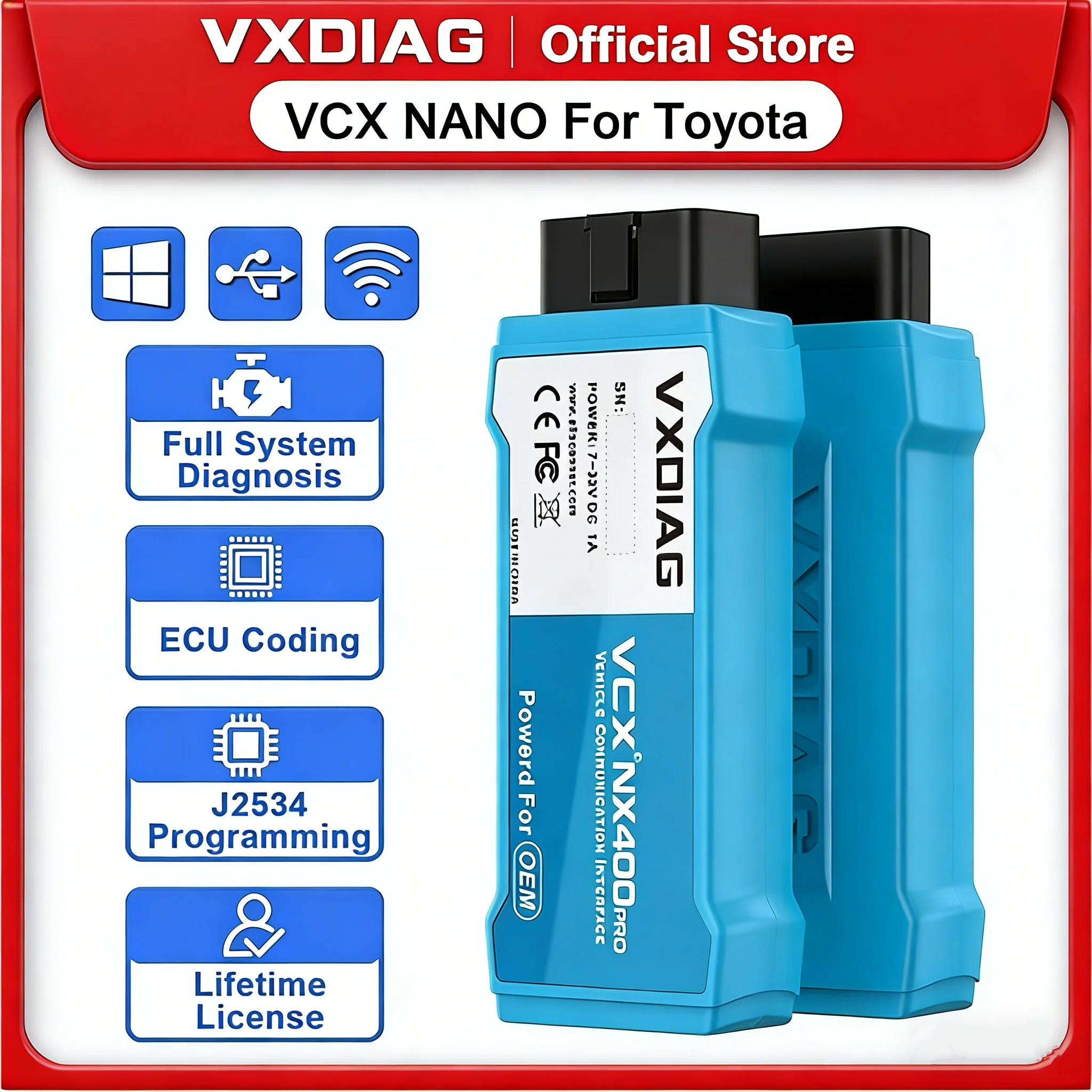 

VXDIAG VCX NANO for Toyota TIS for Lexus VCI J2534 ECU Programming Coding Car Diagnostic Tool NX400 OBD2 Scanner Code Reader
