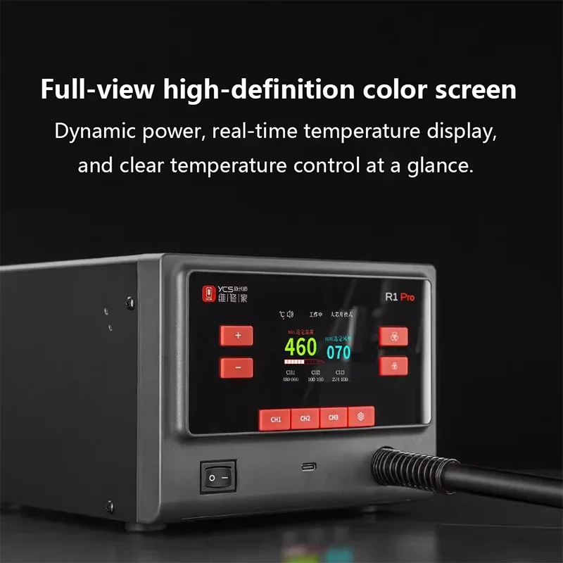 YCS R1 Pro Digital Hot Air Gun Soldering Station 1000W LCD Screen Display BGA Repair for Phone PCB/SMD Repair 5 Nozzles Included view 6