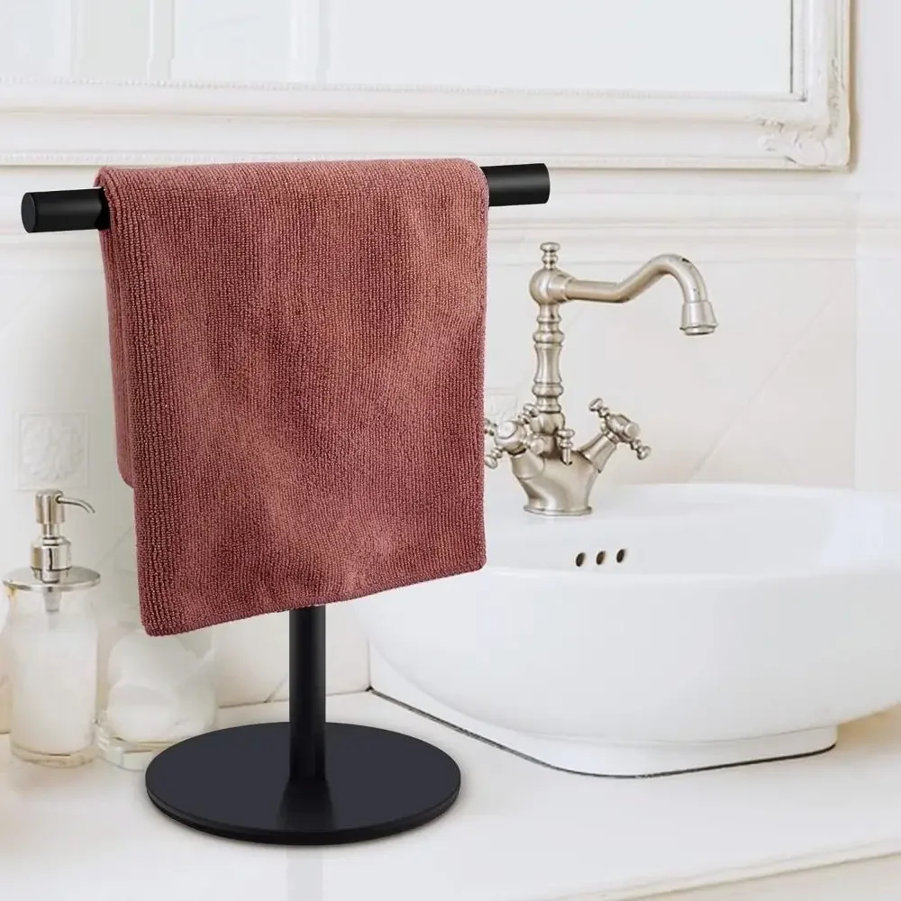 Stainless Steel Bath Towel Stand T-Shape Modern Style Bathroom Towel Hanger Waterproof Rustproof Hand Towel Holder Shower