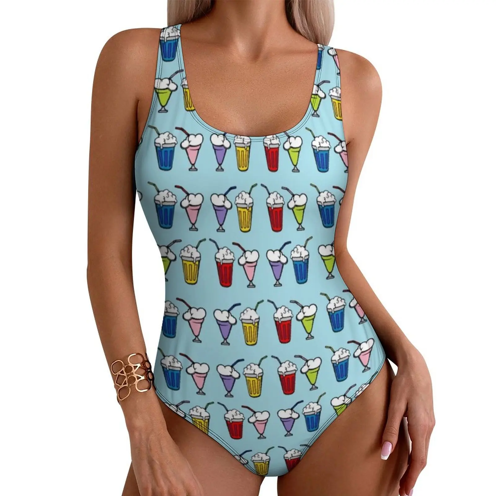 

Ice Cream Sundaes Swimsuit Cartoon Print Push Up Swimwear One Piece Vacation Bath Bathing Suit Swimsuits Beachwear Plus Size