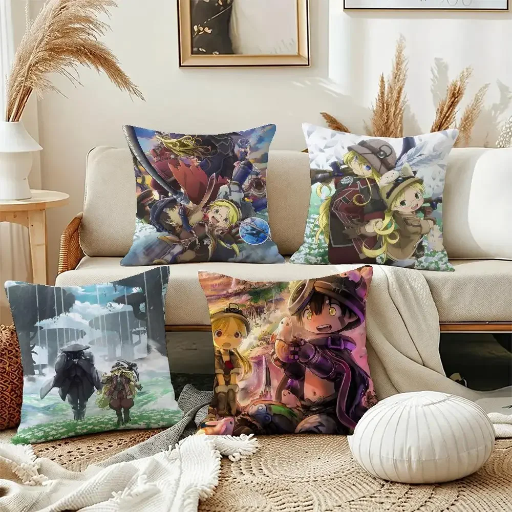 M-Made In Abyss Japanese Anime Cushion Cover Short Plush Soft Double-Sided Printing Pillow Case Cozy Sofa Bedroom Home Decor