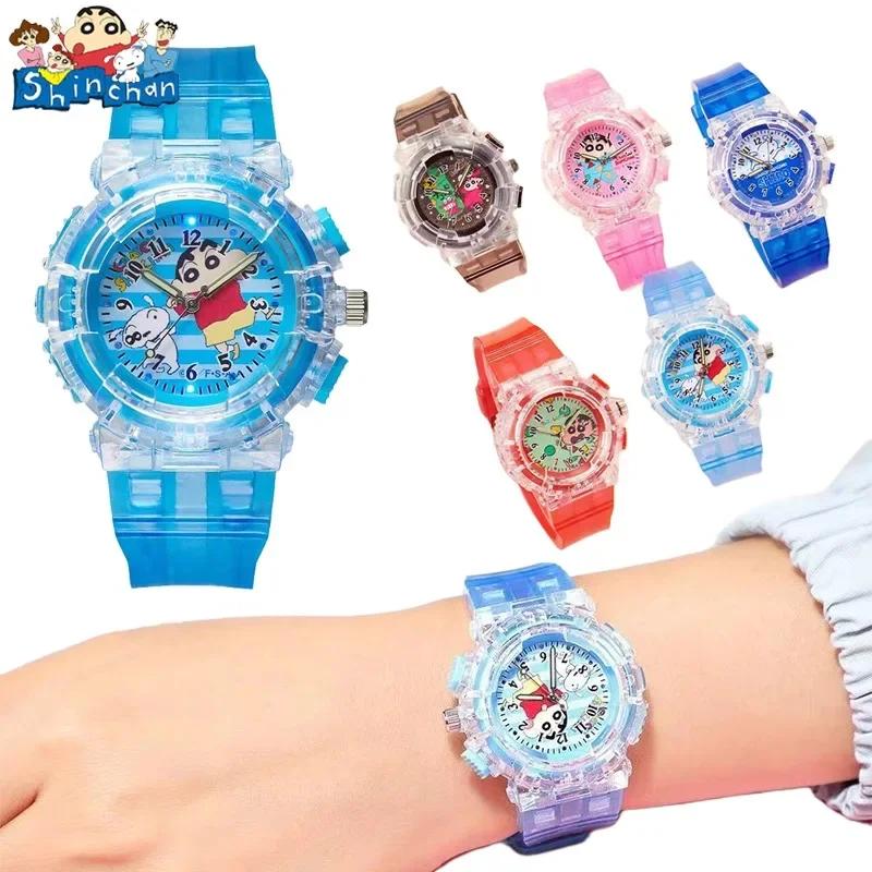 Cartoon Crayon Shin-chan Luminous Electronic Watches Kawaii Wristwatches for Boys Girls Accessories Student Watch Birthday Gifts