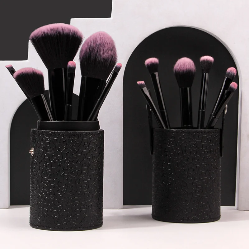 Novo macio fur12makeup escova terno portátil maquiagem escova de armazenamento terno forte pó agarrando net escova terno