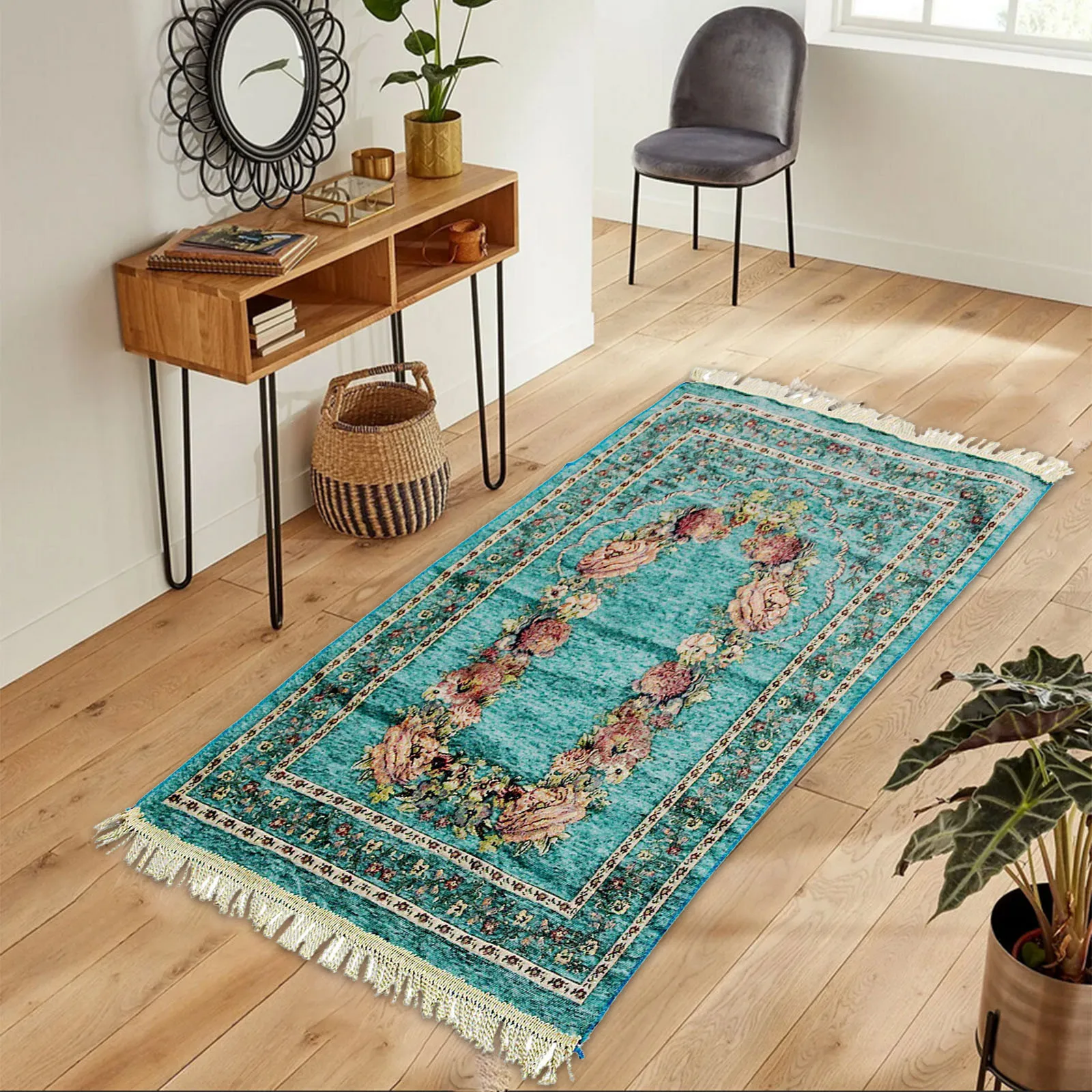 Bohemian Living Room Prints Carpet Retro Cotton Yarn Mat With Tassels Muslim Islamic Prayer Rug Carpet Home Living Room Decor