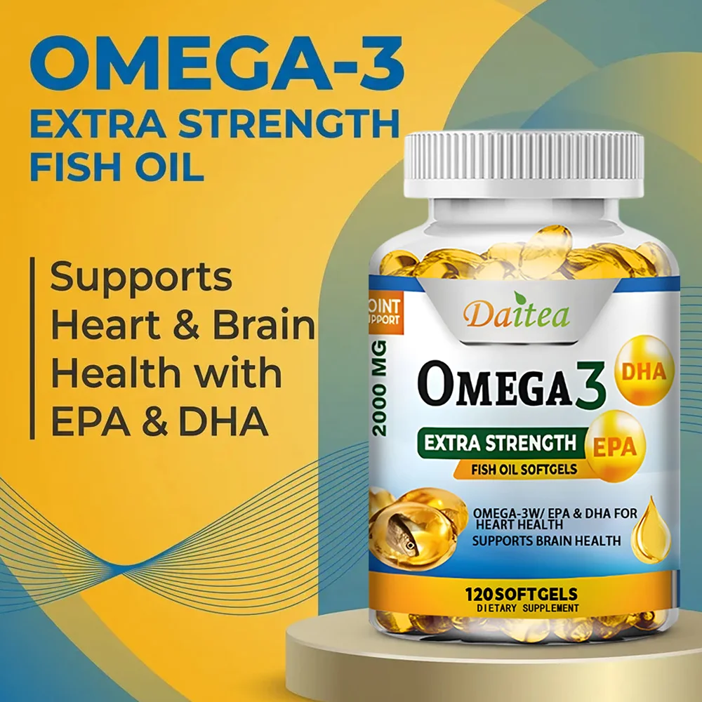 Omega 3 Fish Oil 2000mg Softgels with EPA & DHA, Supports Heart, Brain, Joint & Eye Health, Boosts Nerve Function & Immunity