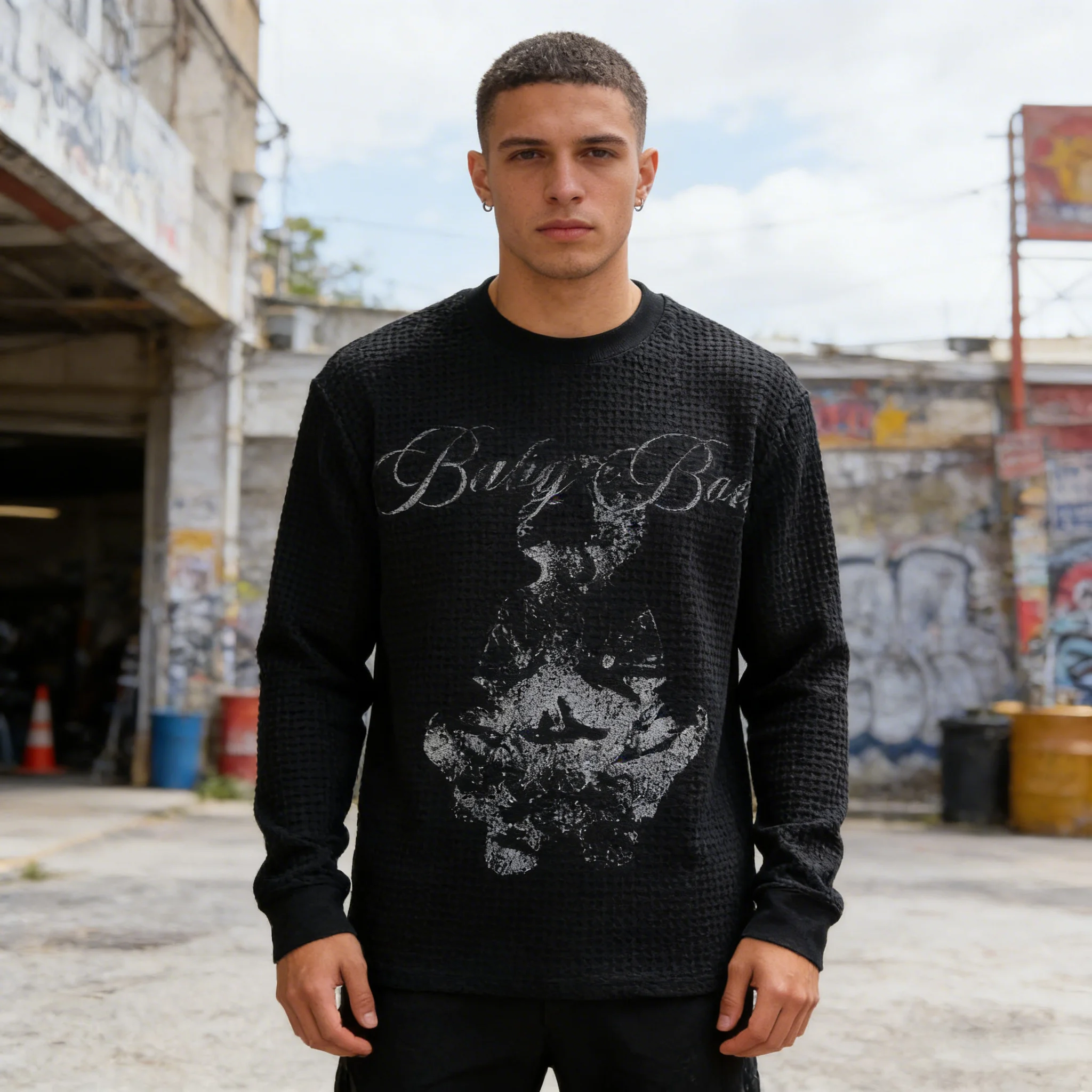 Europäisches und amerikanisches Ins New Spring Rundhals-Pullover-Print-T-Shirt mit dunklem High-Street-Retro-Print y2k