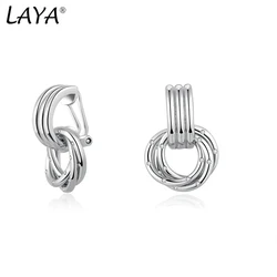 LAYA 925 Sterling Silver Rope Chain Ring With Hoop Lock For Women French Popular Clasp Earrings Original Modern Jewelry Making