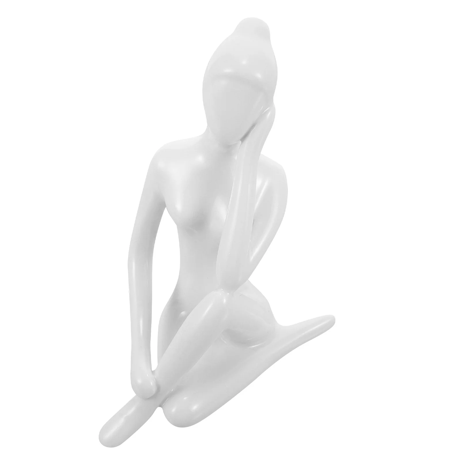 

Crafted Yoga Statue White Ceramic Abstract Sculpture for Coffee Shop Office Home Yoga Decor Exquisite Art Decor