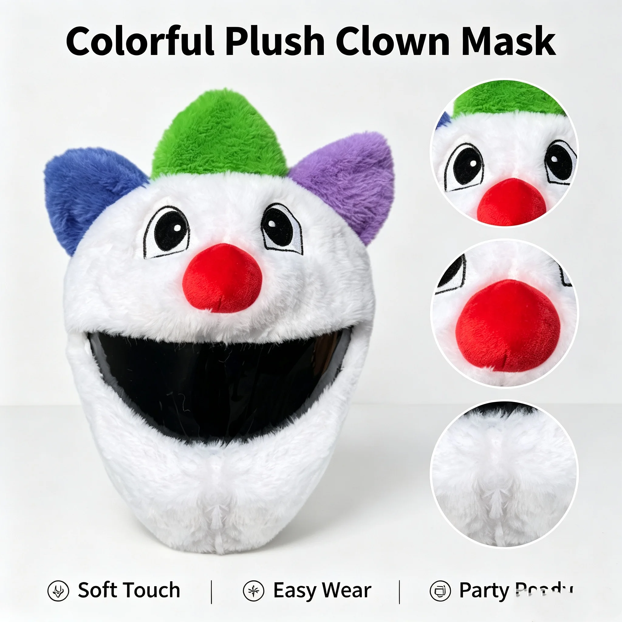 Funny Unicorn Cartoon Plush Motorcycle Full Face Helmet Cover, Dustproof Universal Fit Helmet Protector Moto Accessory for Ridin