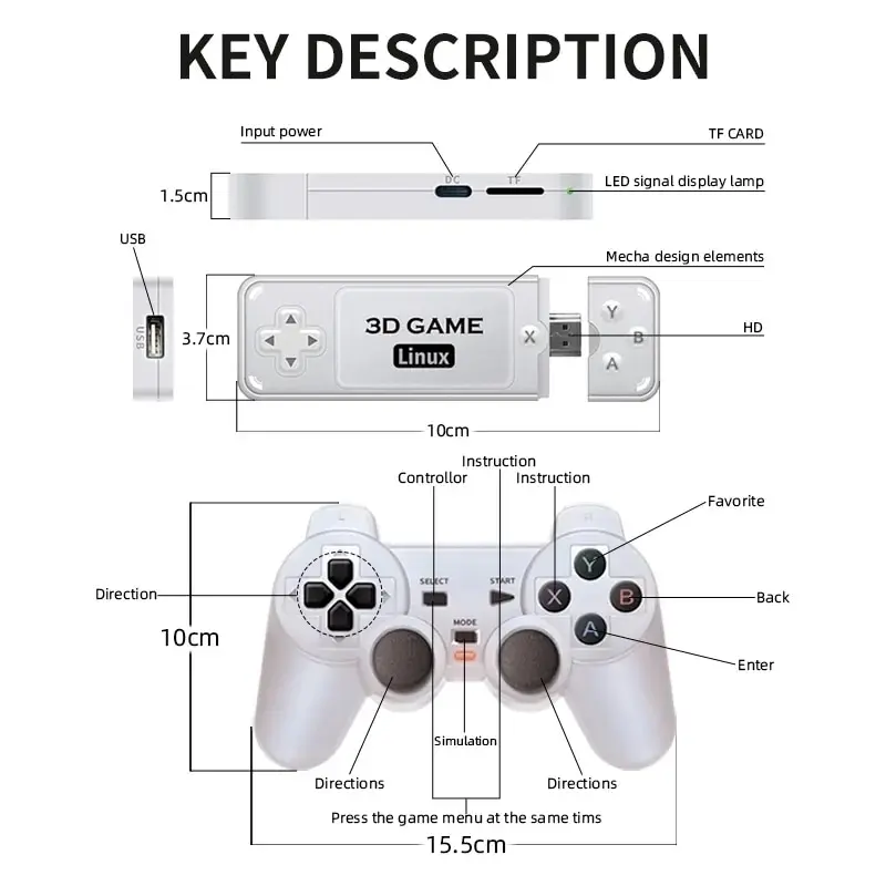 Boyhom Y6 2.4G Draadloze Game Tv Stick Retro Ps1 Familie 4K Hd Draagbare Videogameconsole Ondersteuning Voor Multiplayer 10000 Games