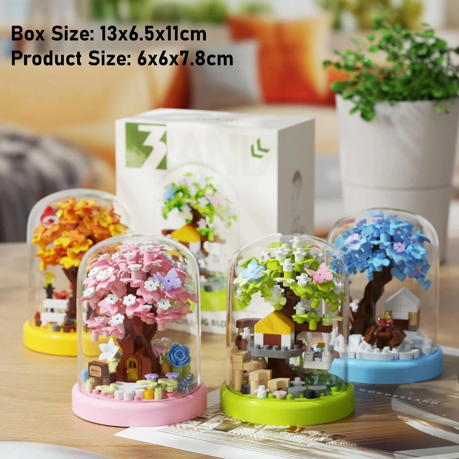 اللبنات بوعاء النباتات عدة ساكورا شجرة البيت الحفاظ على الزهور بونساي طفل الإبداعية لغز لعبة الفتيات رومانسية هدية عيد ميلاد #3