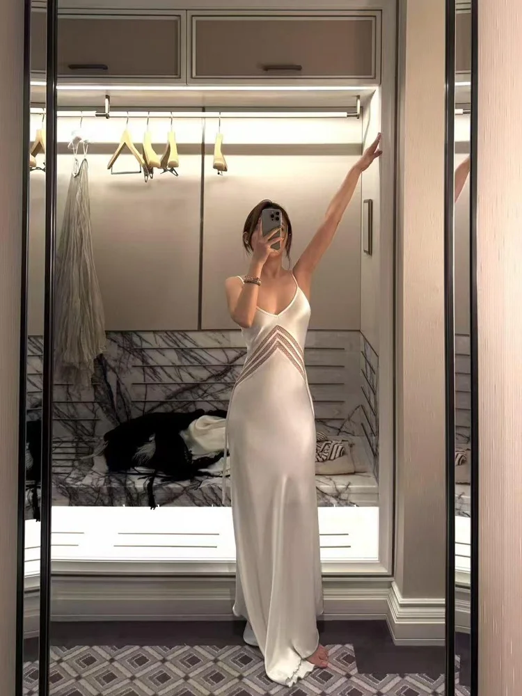 Ele الدانتيل لصق الساتان طويل الدكتور المرأة الصيف Faion الدعاوى فستاين سهرة/فساتين الحفلات مربوط الخصر الاغراء V-Ne Svel Dr #1