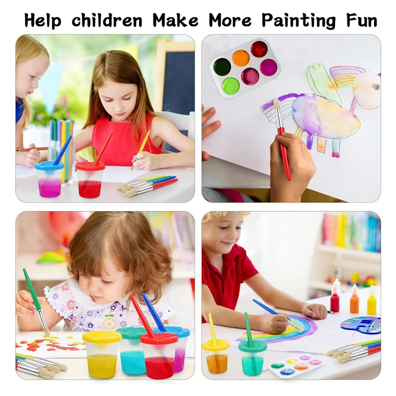 Kuas Cat Anak-anak Yang Bagus, Set Kuas Cat Anak-anak 17 Buah, Kuas Cat Warna-warni untuk Anak Balita Pemula, Wajah