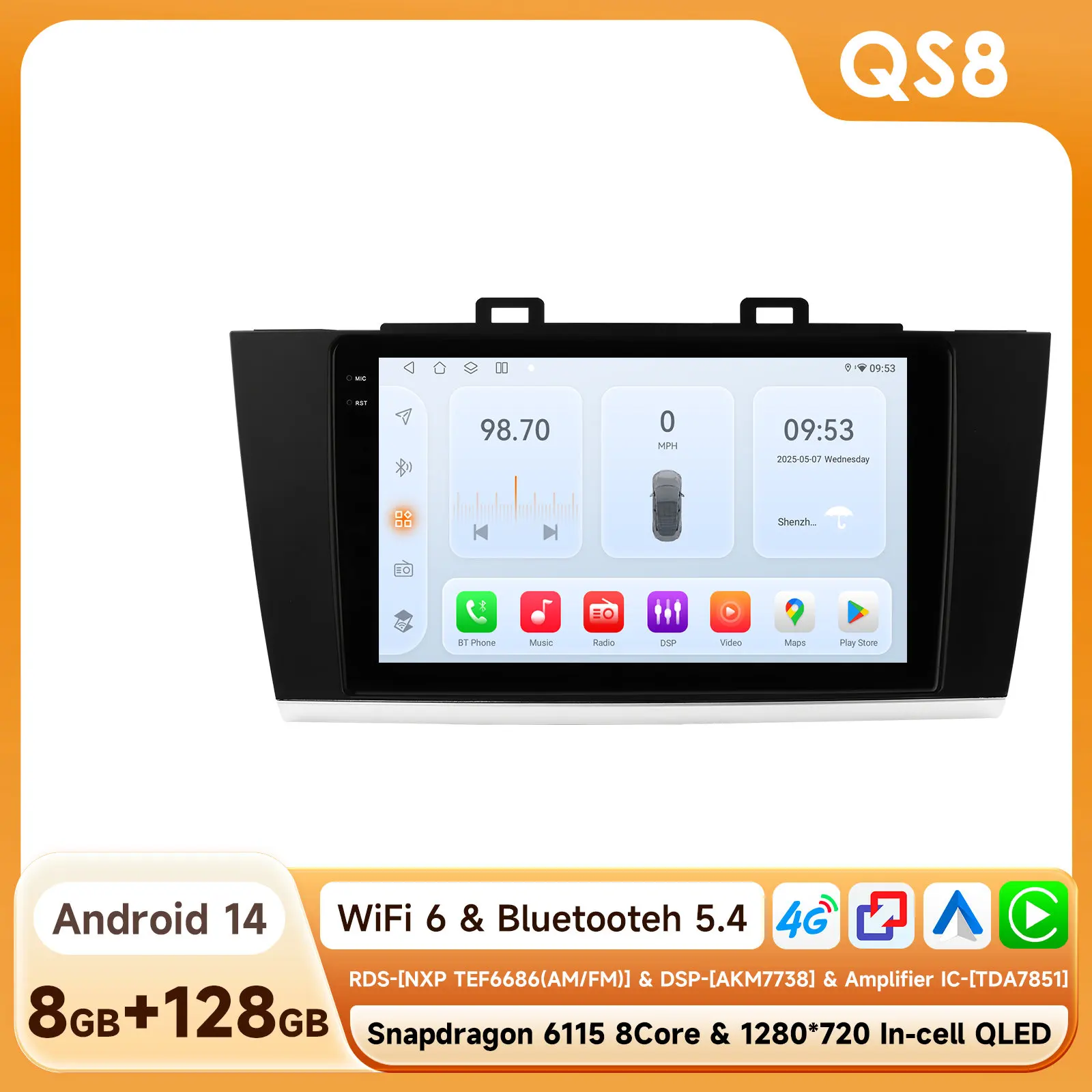 Hizpo 9 inch draadloze CarPlay Android Auto autoradio voor Subaru Outback Legacy 2015 – 2018 Multimedia draadloze Apple CarPlay slimme intelligente systemen IPS touchscreen stereo videospeler 2 Din