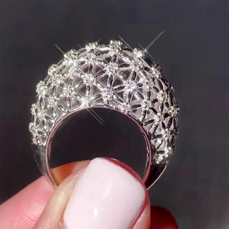 Huitan Shinn ing wunderschönen Ring für Hochzeits feier edle Dame anmutige helle Zirkonia Finger Accessoires für Jubiläums feier