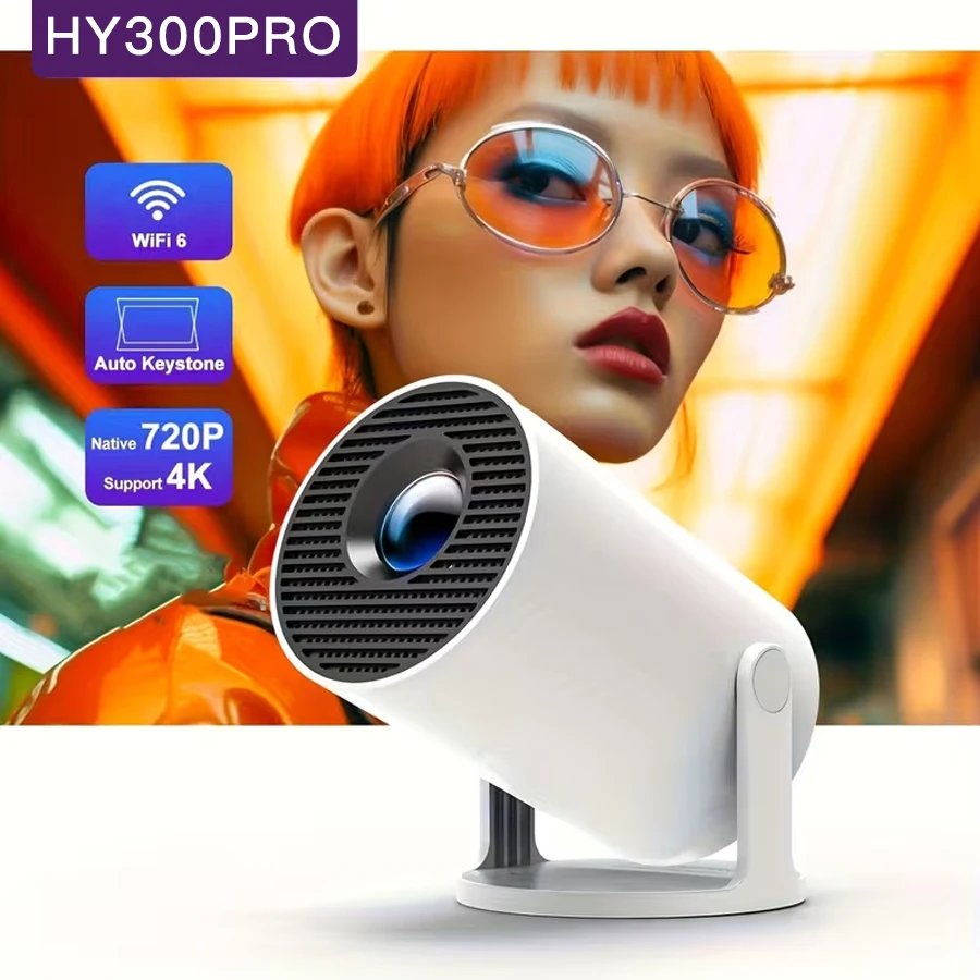 MiniProyektor Android HY300 Pro Dual Wi-Fi 6 260 ANSI Native 1280*720P Mendukung 4K Home Theater Mini Proyektor Portabel
