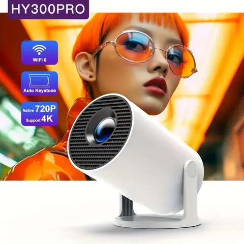MiniProjector Android HY300 Pro Dual Wi-Fi 6 260 ANSI Native 1280*720P Supports 4K Home Theater Mini Portable Projector