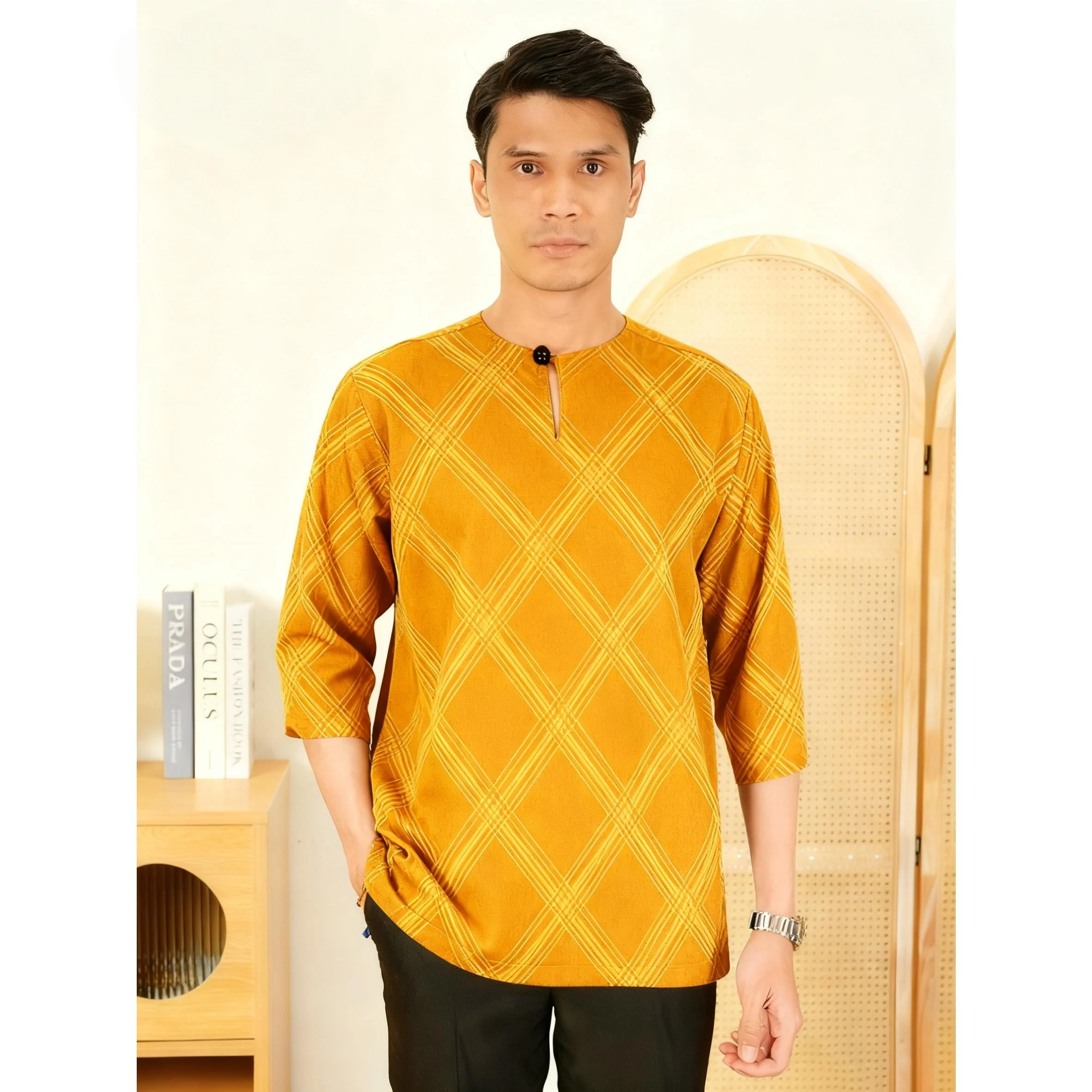 عباية رجالي ثوب عربية بأكمام قصيرة هينلي قفطان إسلامي تي شيرت عادي تي شيرت مسلم 2026 ملابس عربية أومبر #5