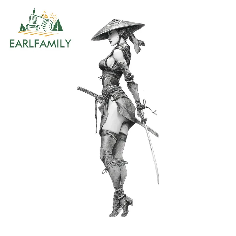 

EARLFAMILY Наклейки на автомобиль с изображением самурая в стиле граффити, устойчивые к царапинам, водонепроницаемые, из ПВХ, для серфбордов, окон, бамперов, автомобильные аксессуары