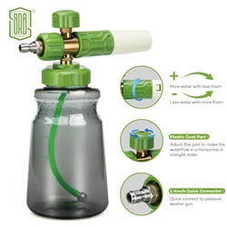 Foam Cannon, Car Foam Blaster Wide Neck Adjustable Snow Foam Lance and Thick Foam for Pressure Washer with 1/4