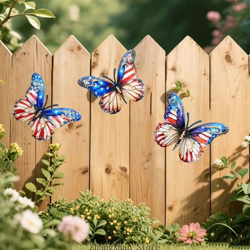 3Pack Metal Butterfly Wall Decoration Outdoor Garden Handcrafted Butterfly Wall Art Hanging Ornament For House 3XUF