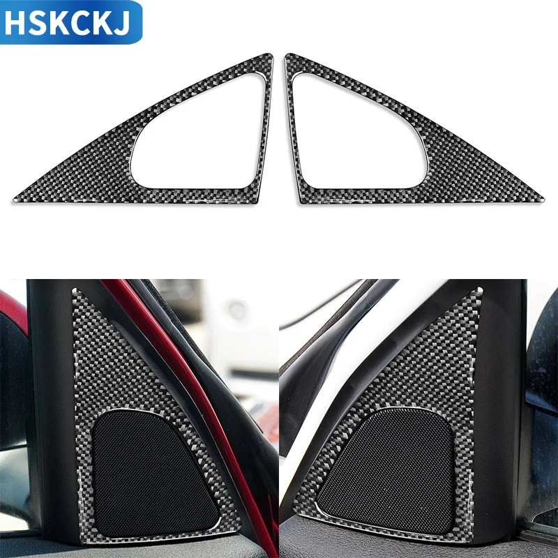 For BMW X1 E84 2013-2015 Carbon Fiber Car Accessories Interior Door Corner Speaker Sound Horn Cover Frame Decoration Styling