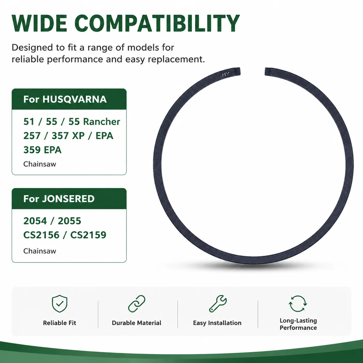 46mm Piston Ring for Husqvarna 51 55 Rancher 257 357 XP EPA 359 Jonsered 2054 2055 CS2156 CS2159 Replaces 503289014 Saw Parts