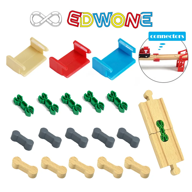 Wooden Railway Track Connectors Fixer Wood Train Track Accessories Holder Fixing Clips Fit for Brio Wooden Track Toys for Kids