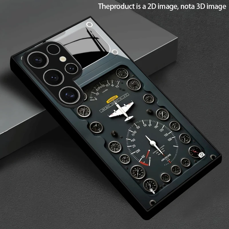 Aerospace Instrument Pattern 2D Phone Case, Compatible with Samsung S26 S25 S24 S23 S22 S21 S20 A56 A36 Glass Protective Case
