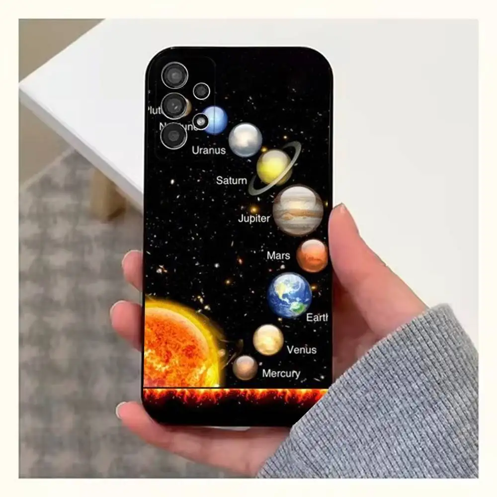حافظة هاتف Space Art Planet Stars لهاتف سامسونج S25، S24، S23، S22، S20، S21، S10، Ultra، Plus، Lite، FE، غطاء أسود من السيليكون الناعم #5