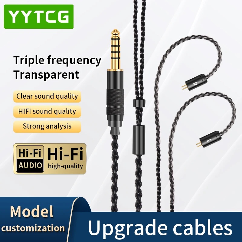 

HiFi Audio Earphone Wire 4-Strand OFC iem Cable MMCX 2Pin 4.4mm 3.5mm 2.5mm Aux Jack for Carat Tangzu Fudu HOLA Zero