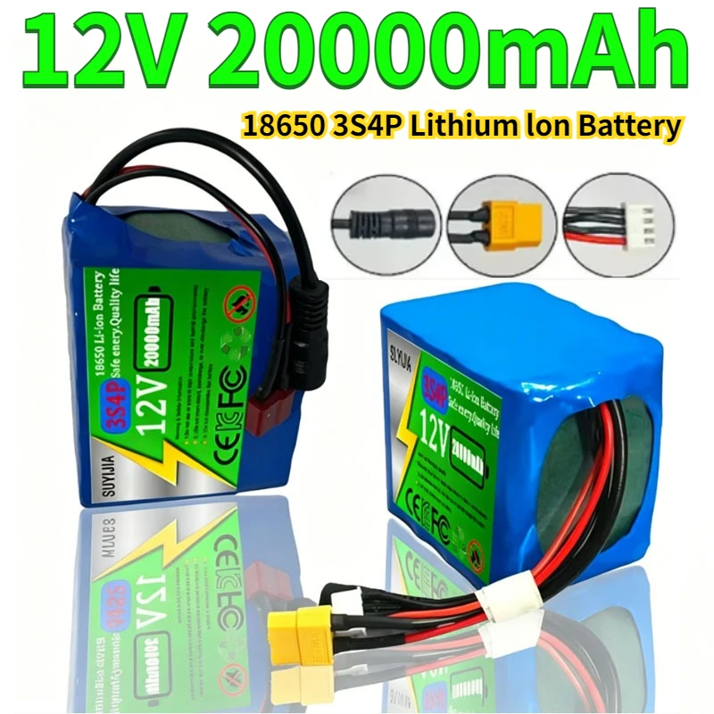 

18650 20Ah 3S4P Lithium Ion Battery 12V with BMS High Power Remote Control Fishing Bait Boat Battery for V030 GPS Bait Boat