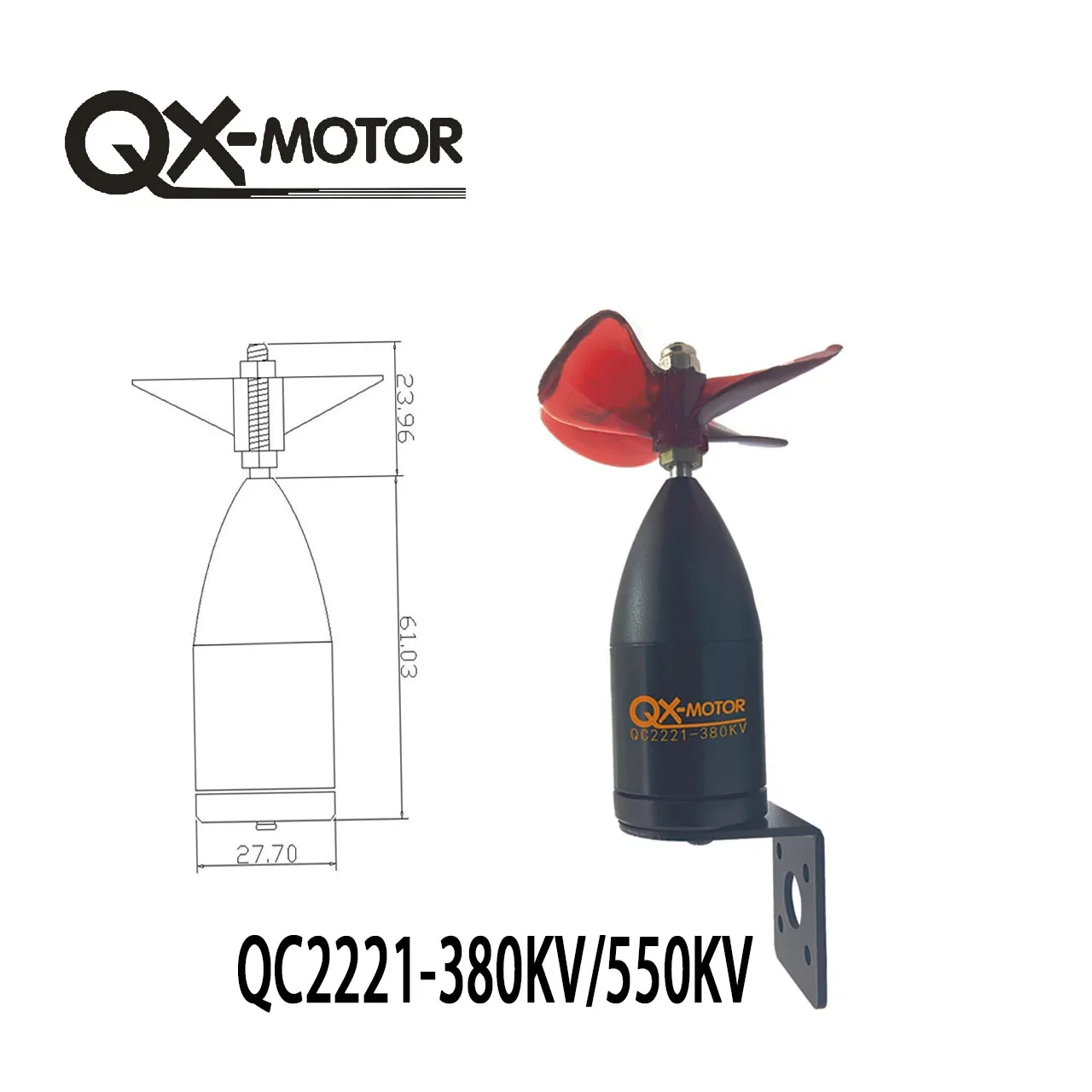 QX-MOTOR QC2221 Underwater Propulsionr 380/550KV 6S brushless Motor superstrong Waterproof  for Remote Control Ship Model