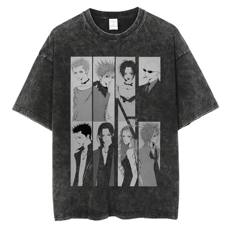 

Anime Nana Osaki Printed Wash Tshirt Hip Hop Streetwear Summer 100% Cotton Short Sleeve Men Harajuku Casual Vintage T-shirt