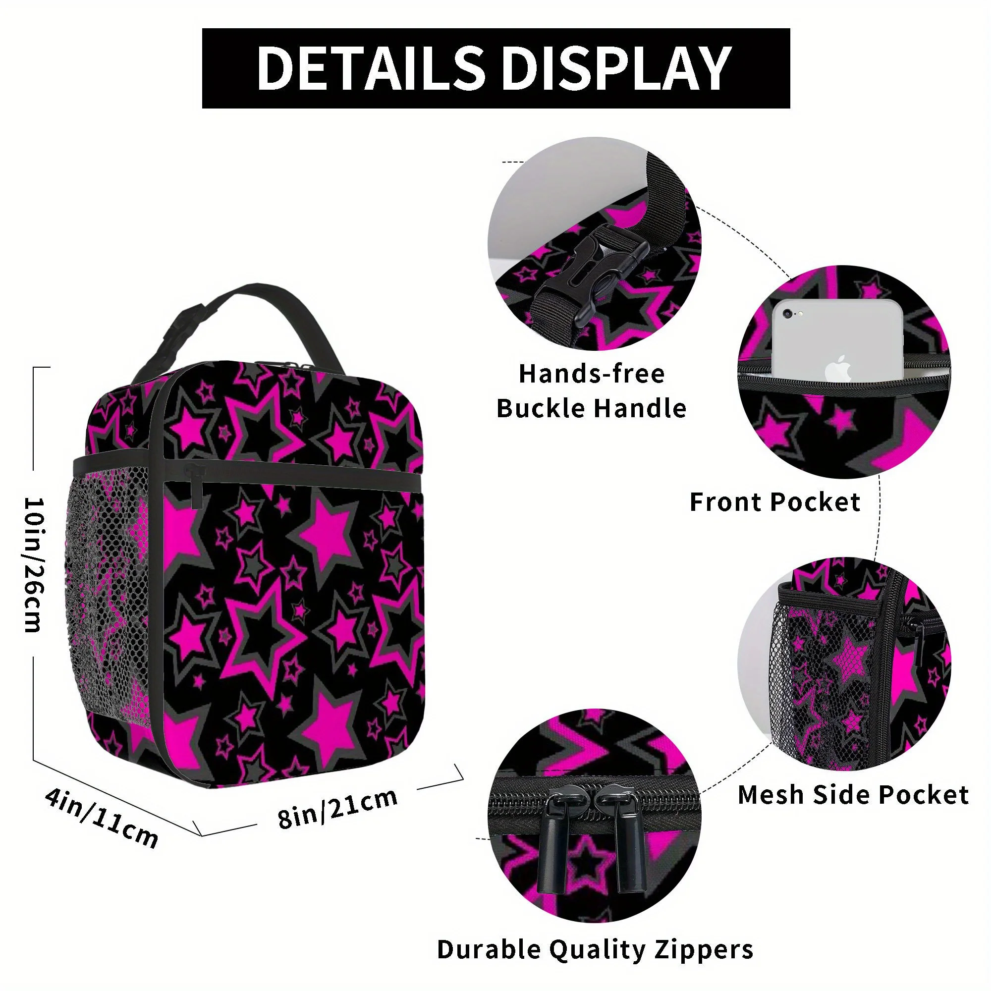1pc, Colorful Stars Pattern Background Printed Thermal Bag, Insulated Bag, No Food Contact, Suitable for Home, Restaurant, Offic