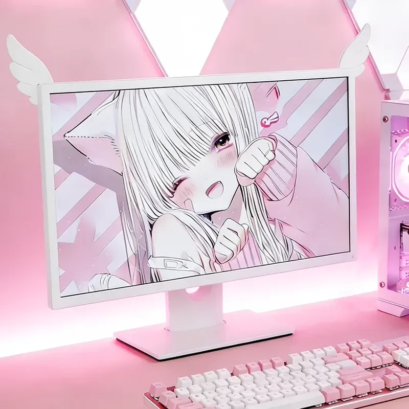 Cute Angel Wings Monitor Decoration Small Ornament for Girls Gaming Room Desktop Computer Screen Border Kawaii Desk Accessory