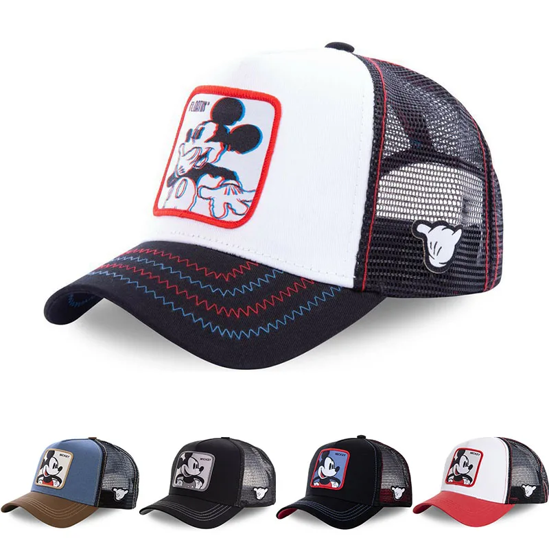 Hoge Kwaliteit Disney Stijlen Anime Cartoon Snapback Katoen Baseball Cap Mannen Vrouwen Hip Hop Vader Hoed Trucker Mesh Hoed Dropshipping