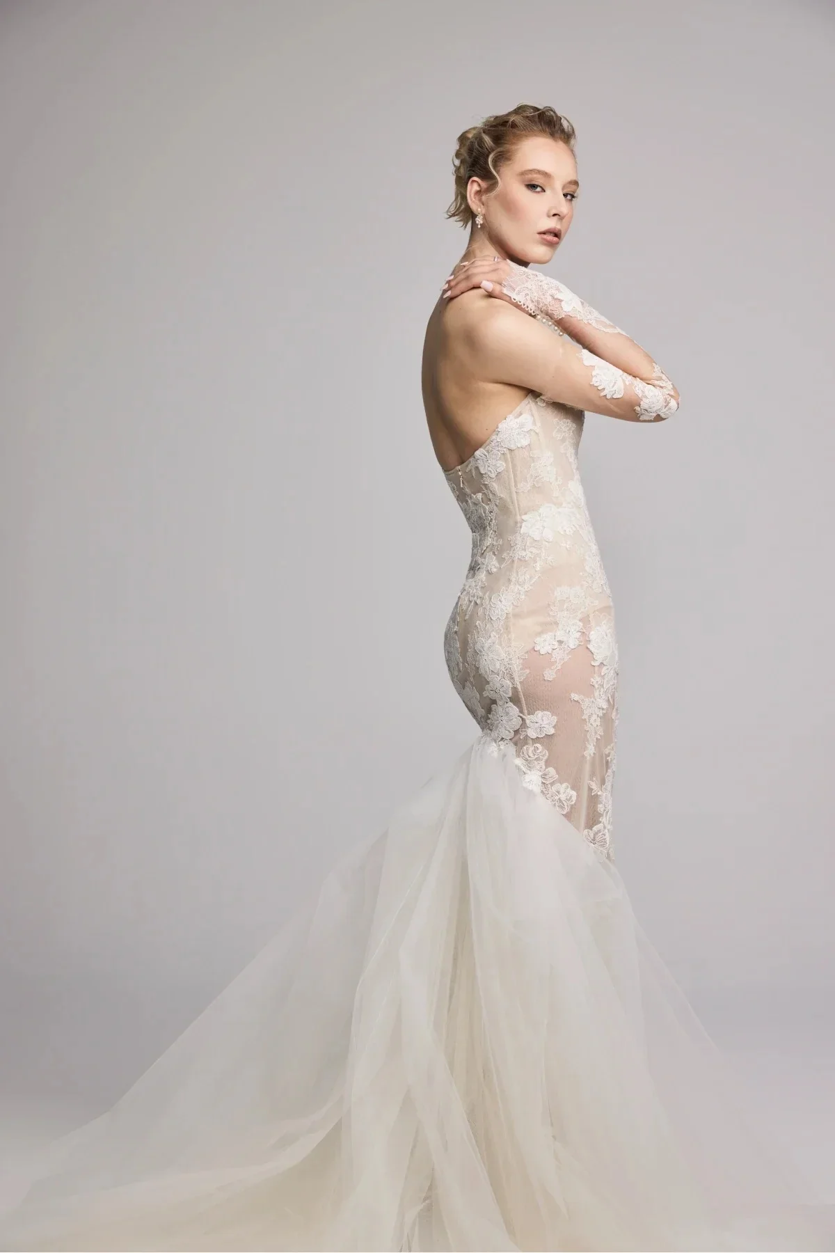 Lace Wedding Dress Vestido De Novia Corte Sirena Manga Larga Boda 2 En 1 Desmontable Casamento Minimalista Elegante Tallas Curvy