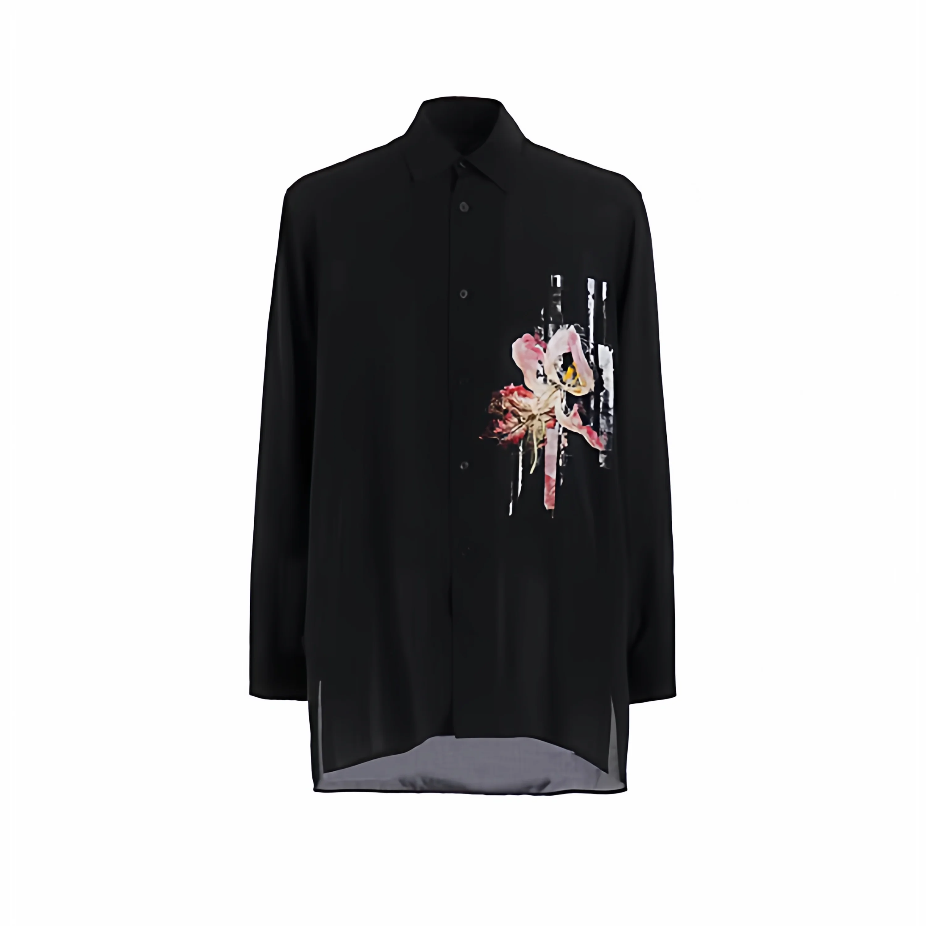 YAMAMOTO-Style Shirt 2026 HighQuality Clothing riginal Design Artificial Silk, Printed with Lily Flower Pattern Shirt，Tops