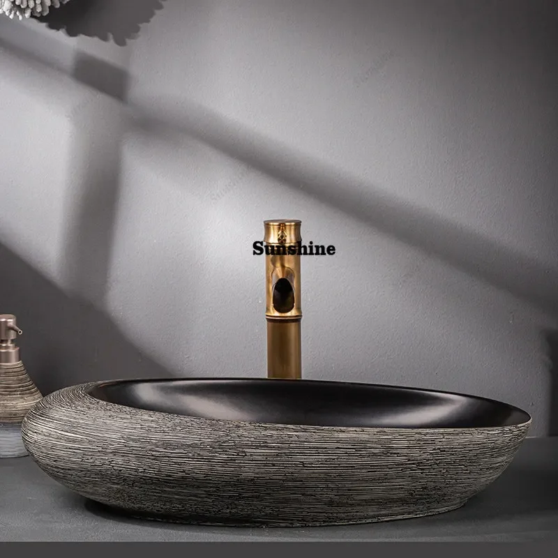 Retro ceramic wash basin household bathroom wash basin outdoor wash basinTJ