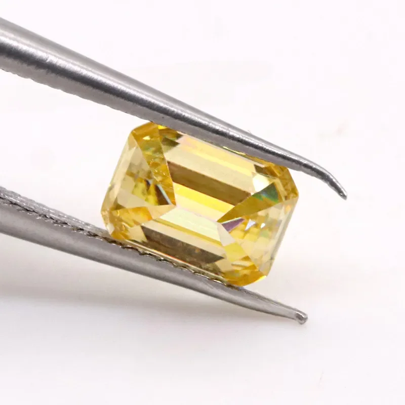 

2pc With GRA Goose Yellow Moissanite Emerald Cut Loose Moissanite Stone For Jewelry Accessories